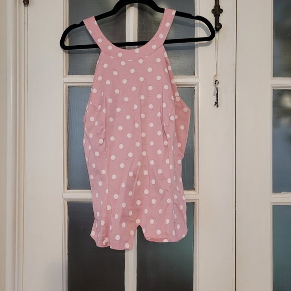 Pinup Girl Clothing (PUG) Carole Top - Pink w/White Polka Dots - Picture 2 of 4